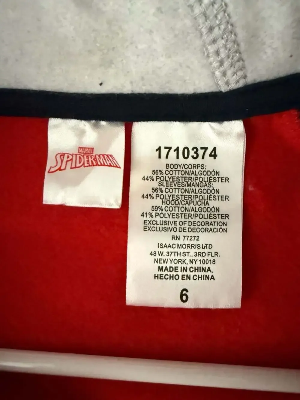 Marvel Spider-Man Boys' Snap Button Varsity Hooded Jacket Size 6